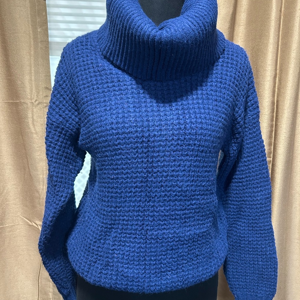 MODCLOTH Cozy Blue Turtleneck Sweater WOMEN’S S